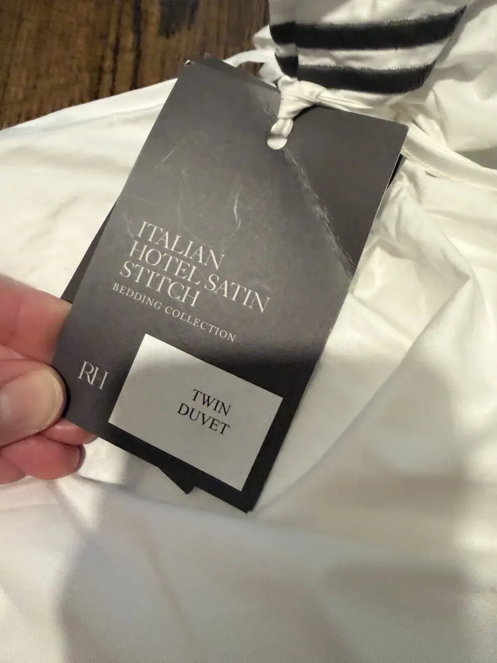 Restoration Hardware Italian Hotel Satin Stitch Duvet Twin Grey NEW $219 NWT